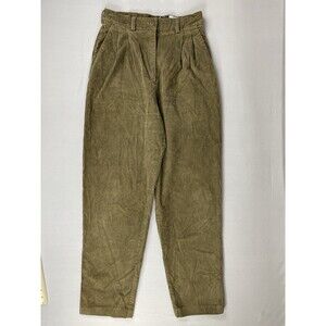 WilliWear Sport Corduroy Slacks Dress Pants Women’s 10 Green Vintage Pleated